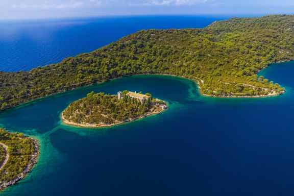 Aerial photo of Monastry on Mljet, Croatia