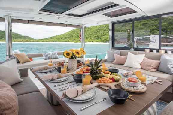 Charter Catamaran 'Deborah Anne' aft deck al fresco dining
