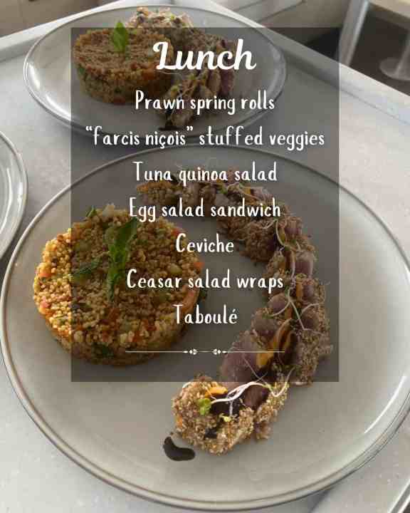Lunch Menu onboard Infinity