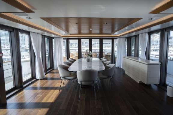 Bridge Deck Salon featuring Bar and TV Seating Area