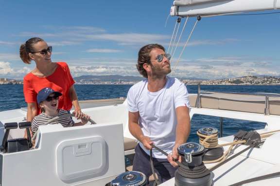 Sailing on a broad reach.